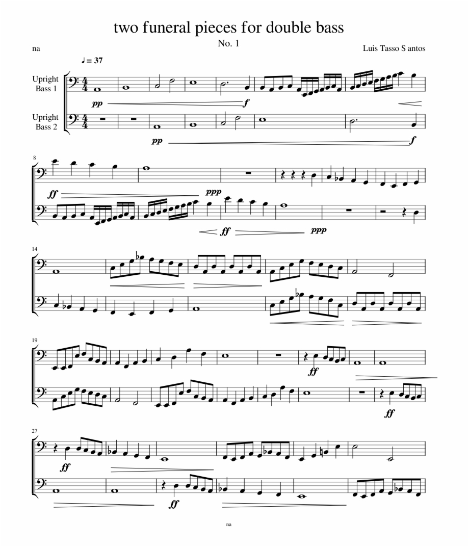 Two Funeral Pieces For Double Bass Sheet Music