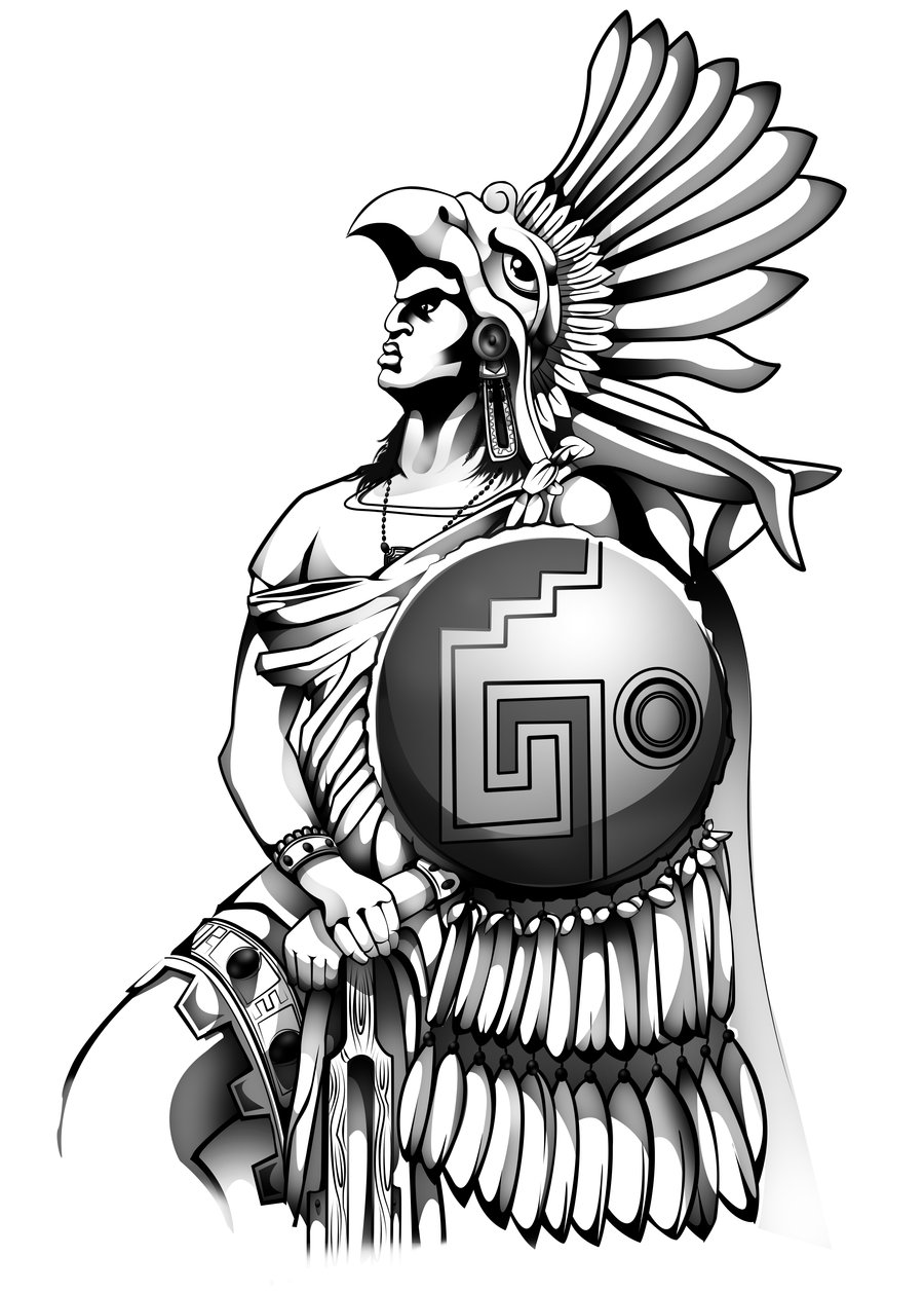 aztec eagle warrior drawing
