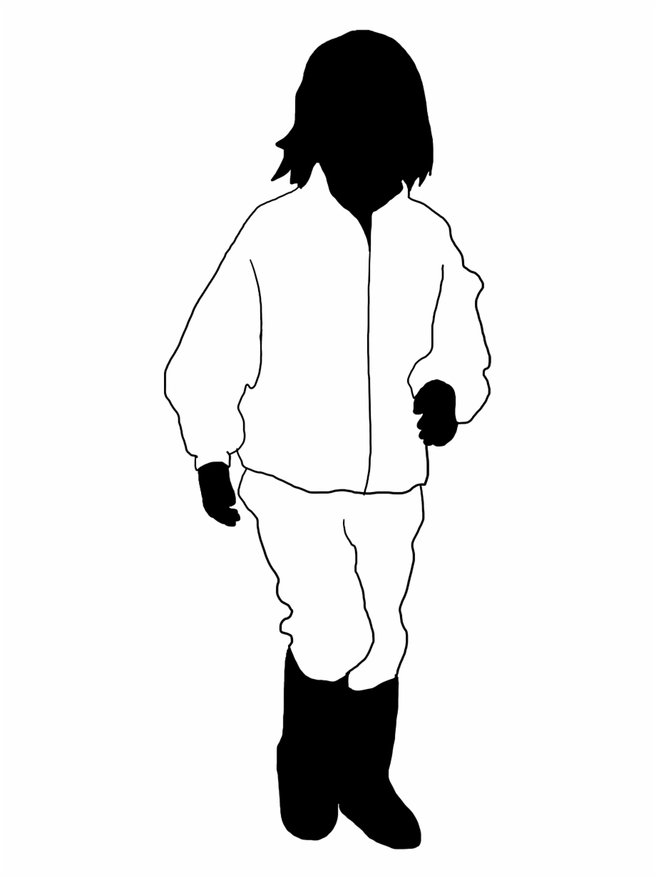 Girl Running Black White Silhouette Illustration