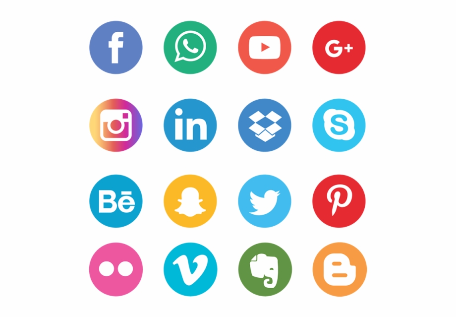 Social Media Icons Set Network Background Smiley Face