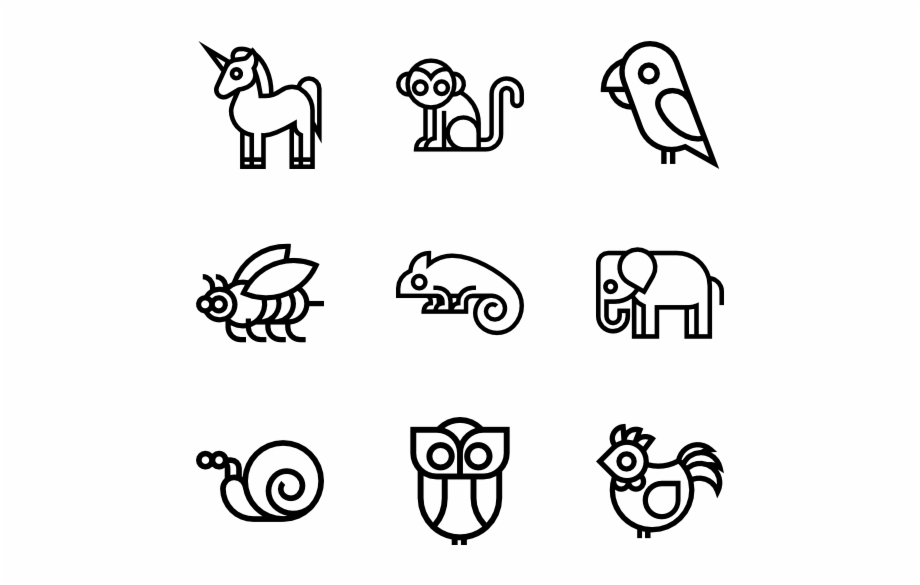 cute animal clipart black and white
