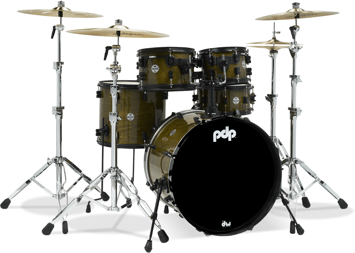 Olive Stain Lacquer With Black Hardware Dw Drums