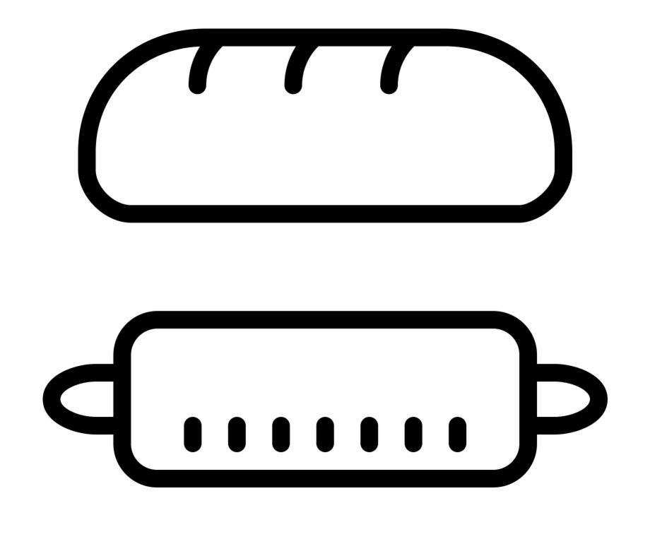 Bread And Rolling Pin Icon Line Art