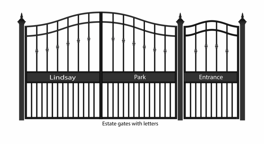 Stee Estate Gates With Name Steel Outline Image