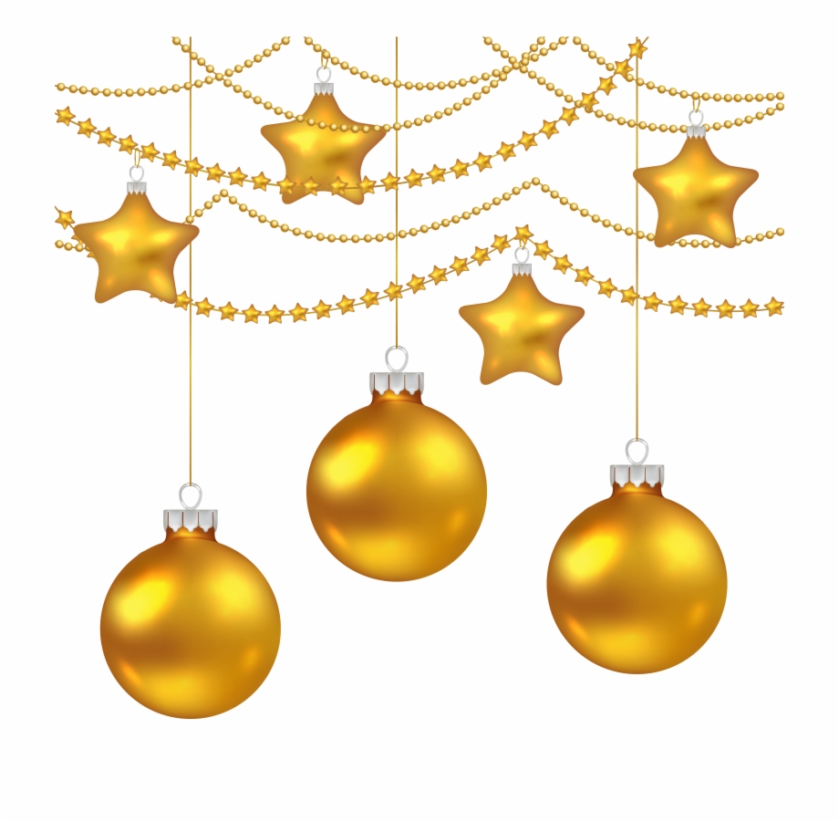 Yellow Christmas Ornaments Png