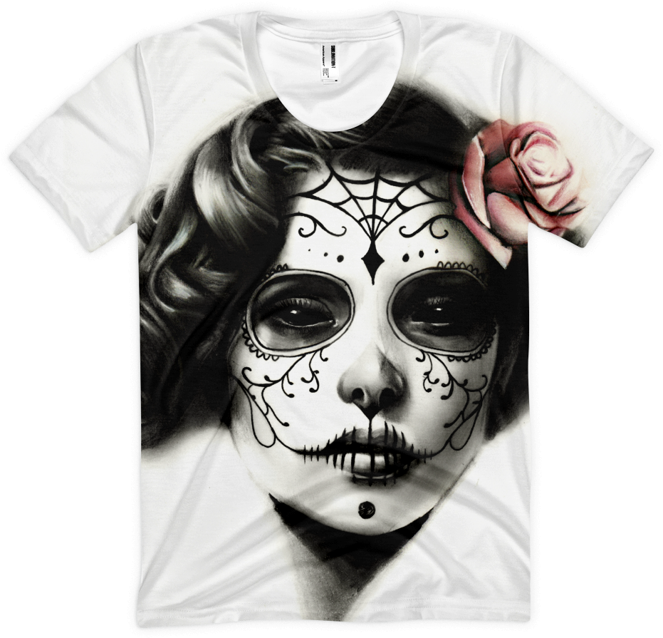 La Catrina Print Womens Shirt Sugar Skull Girl