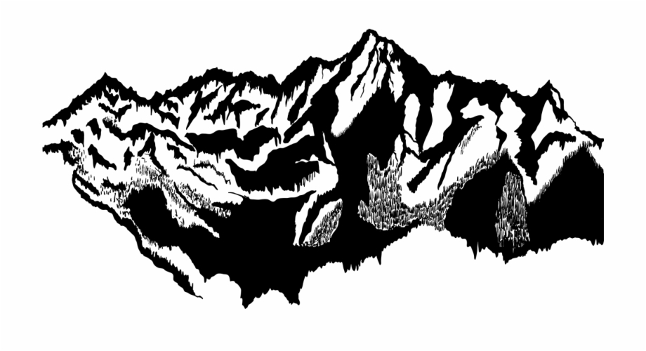 black and white mountains drawing
