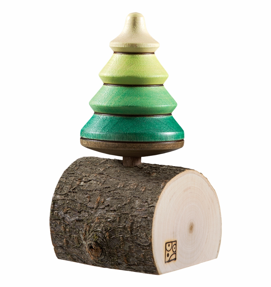 Wooden Spinning Top Tree On Log Wood