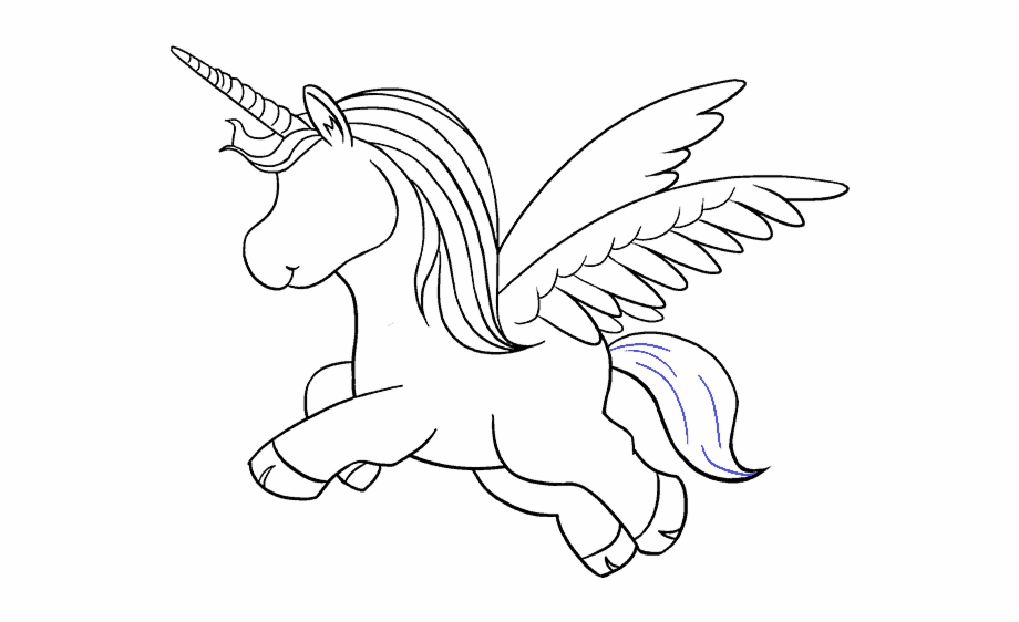 unicorn with wings clipart black and white