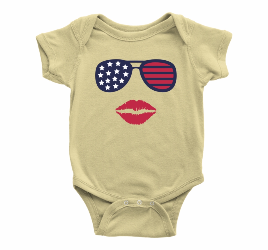 Patriotic Stars Stripes Sunglasses Lips Baby Onesie Infant