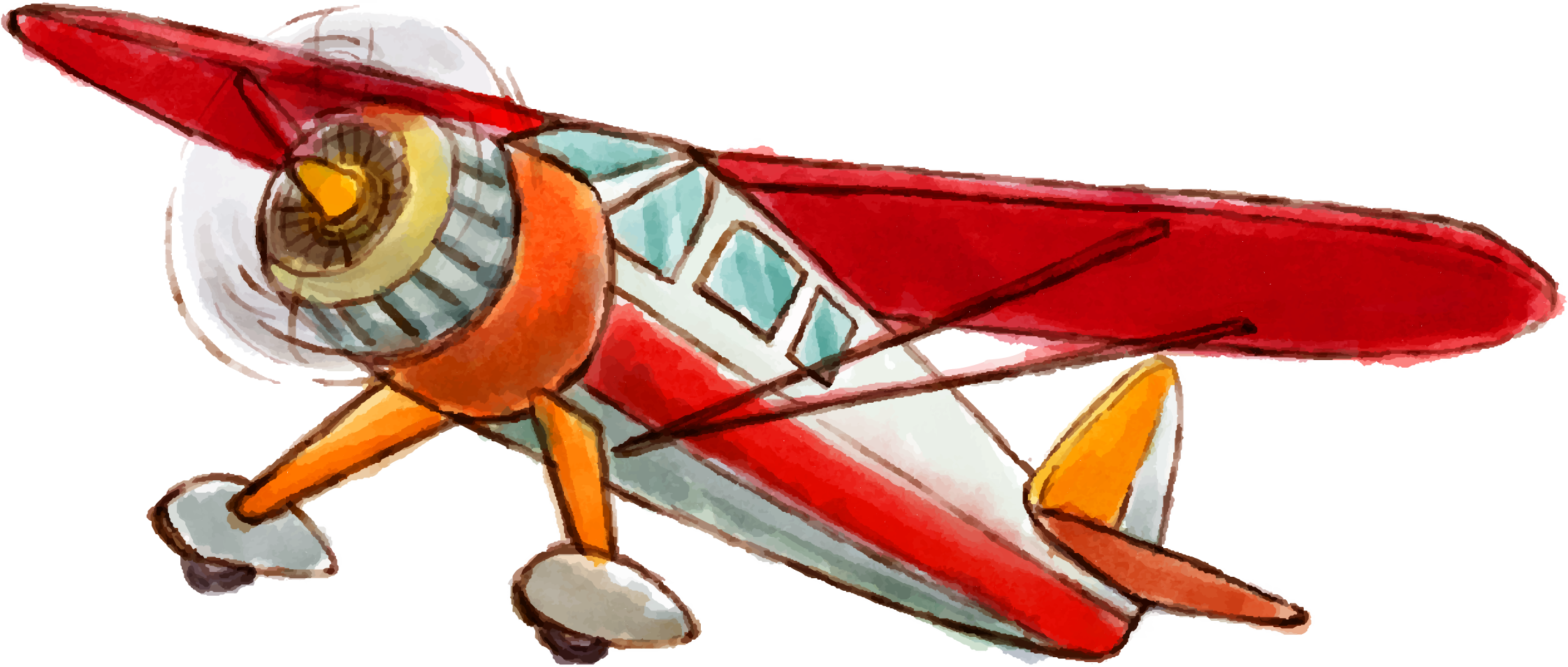 Light Euclidean Aircraft Vector Vintage Airplane Hand Painted