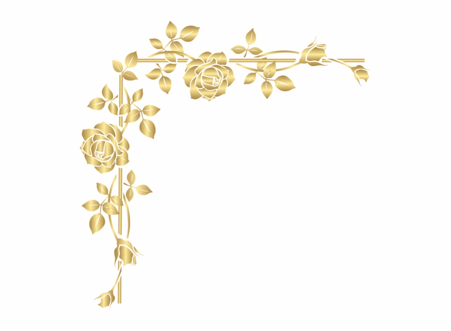 Gold Rose Corner Png Clip Art Image Rose