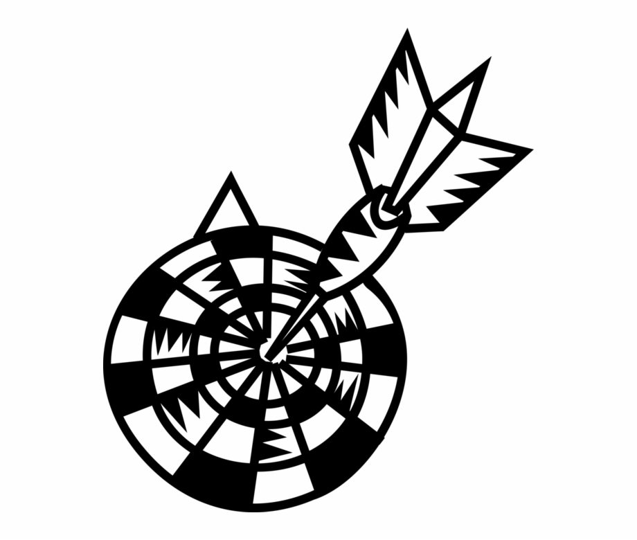 Vector Illustration Of Dartboard Traditional Pub Game Emblem