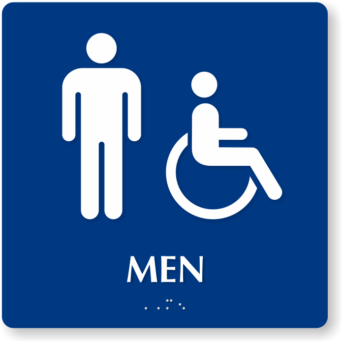Men And Handicap Pictogram Braille Restroom Sign All