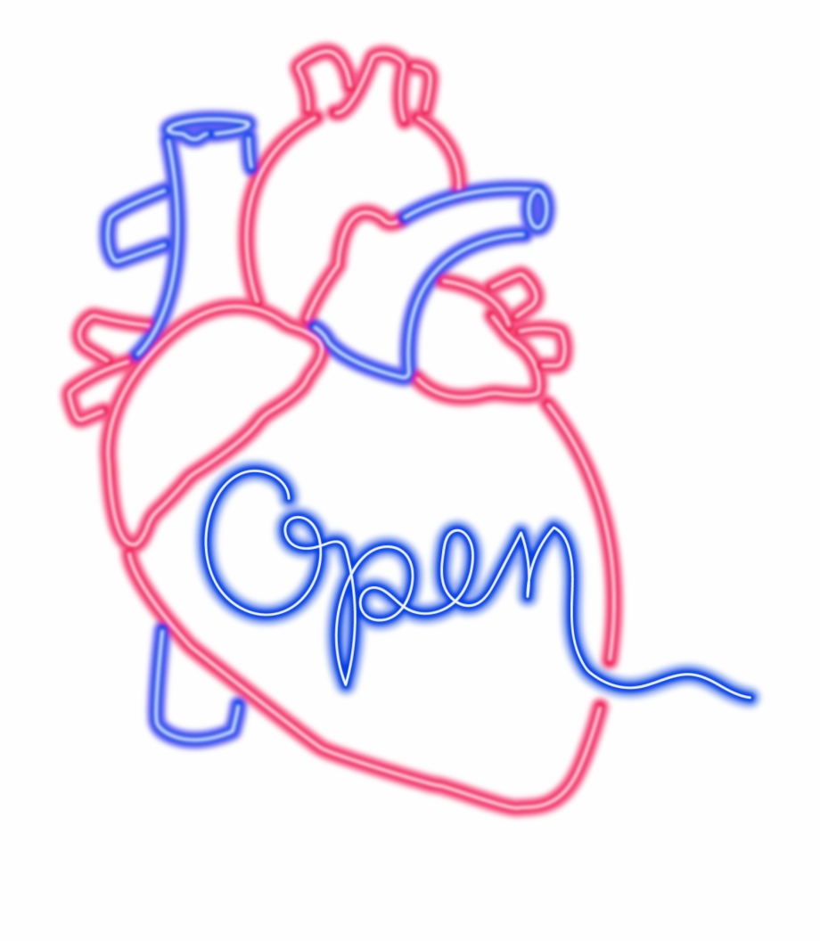 Neon Sign Design Real Heart Line Drawing