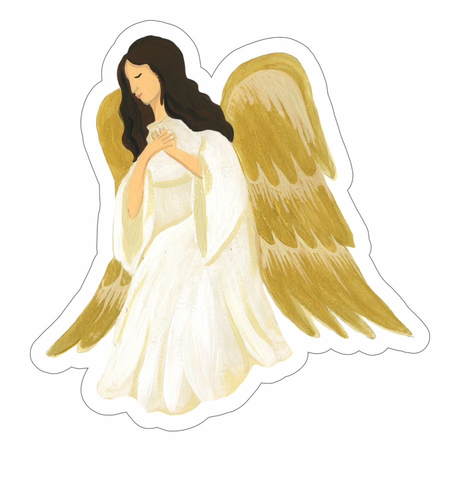Kneeling Angel Print Cut File Illustration