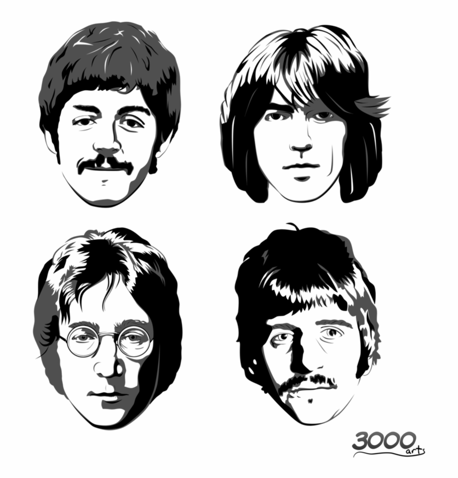 Beatles Png Free Download Beatles Faces Black And