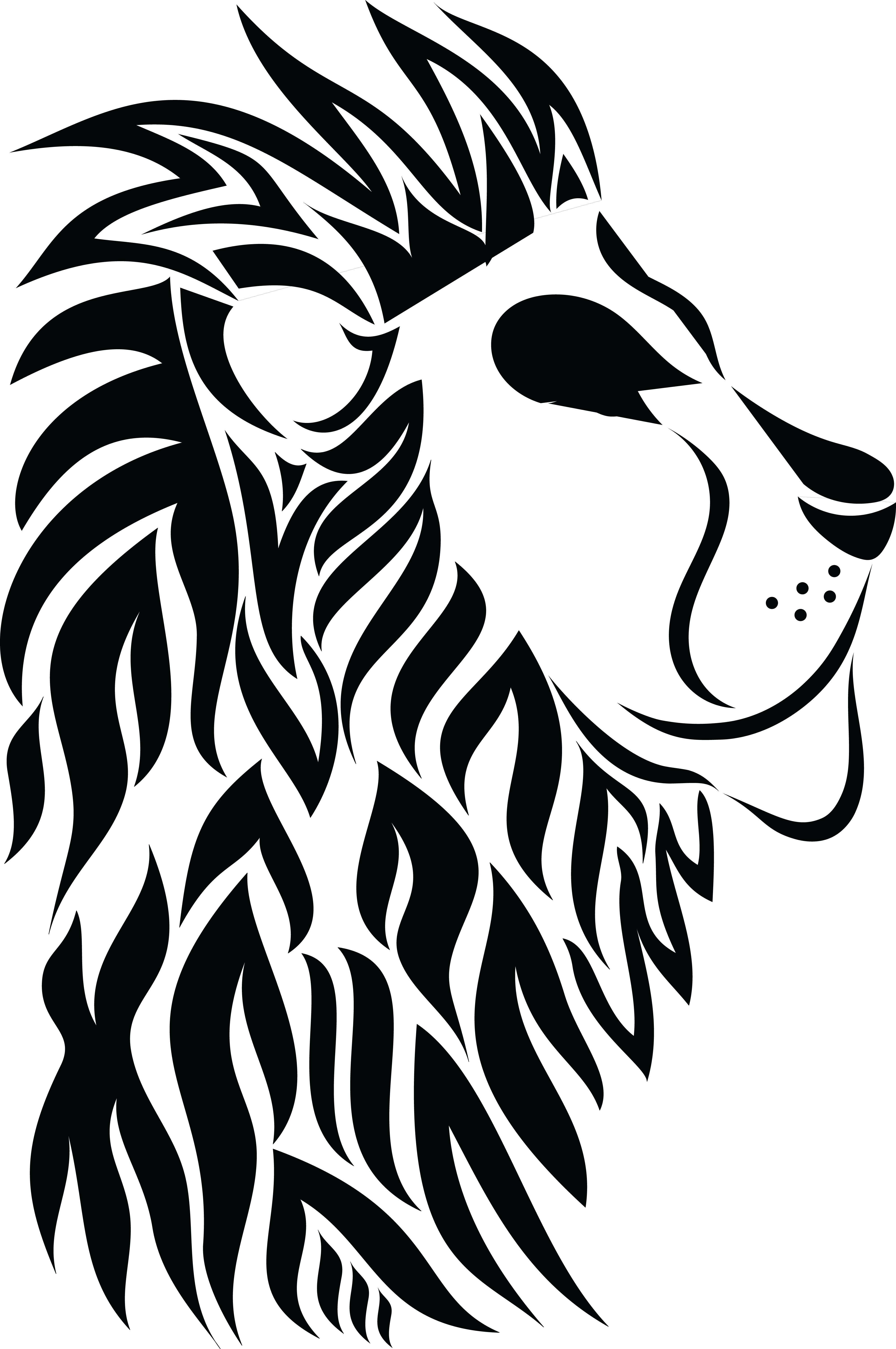 Free Clipart Of A Profiled Male Lion Black