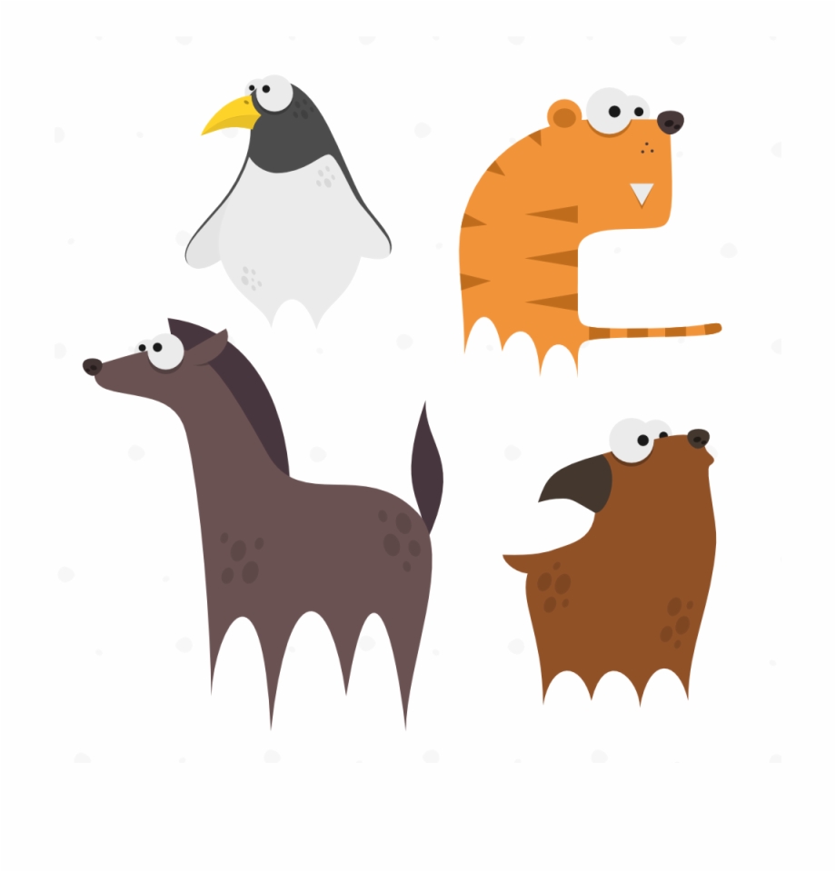 Cute Animals Vector Set Illustration