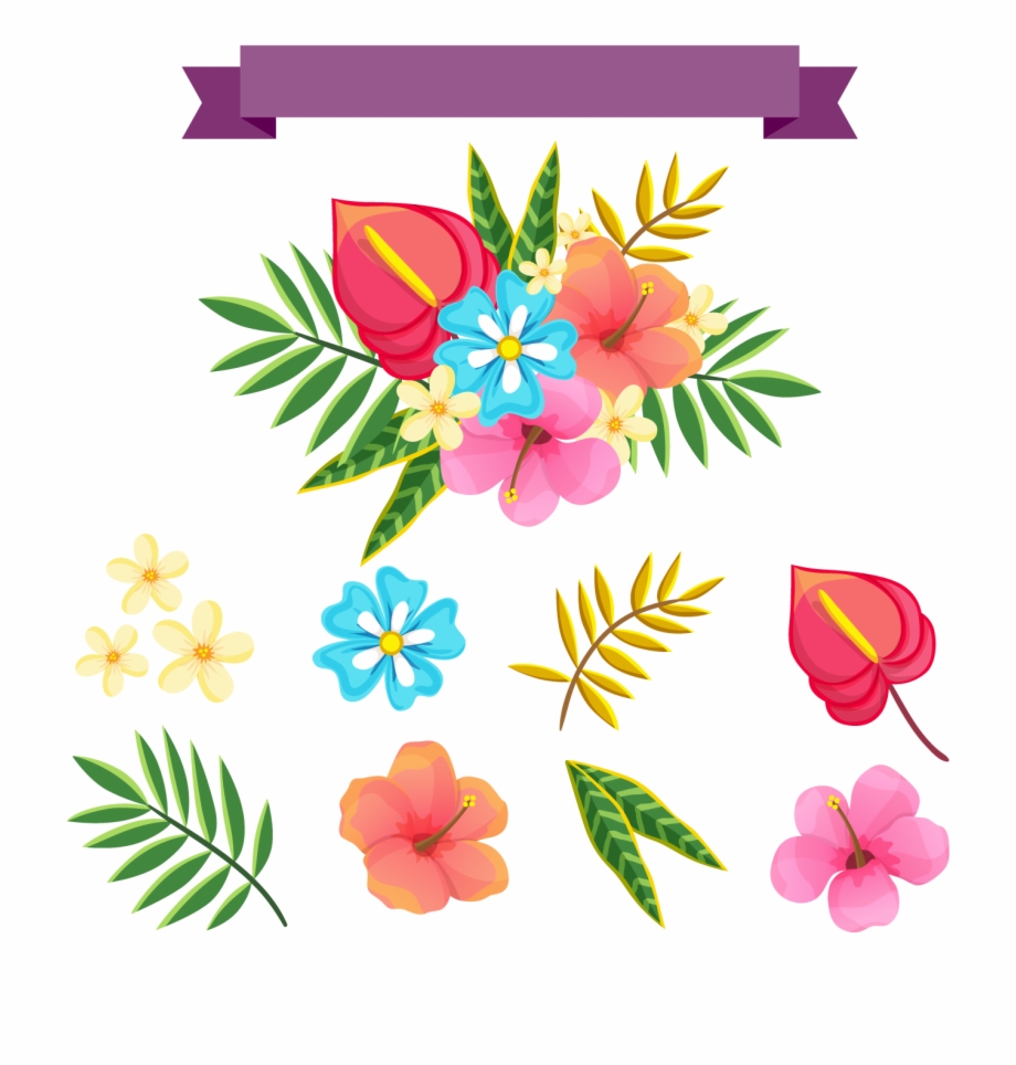 Tropical Flowers Pattern Png Tropical Flowers Vector Png