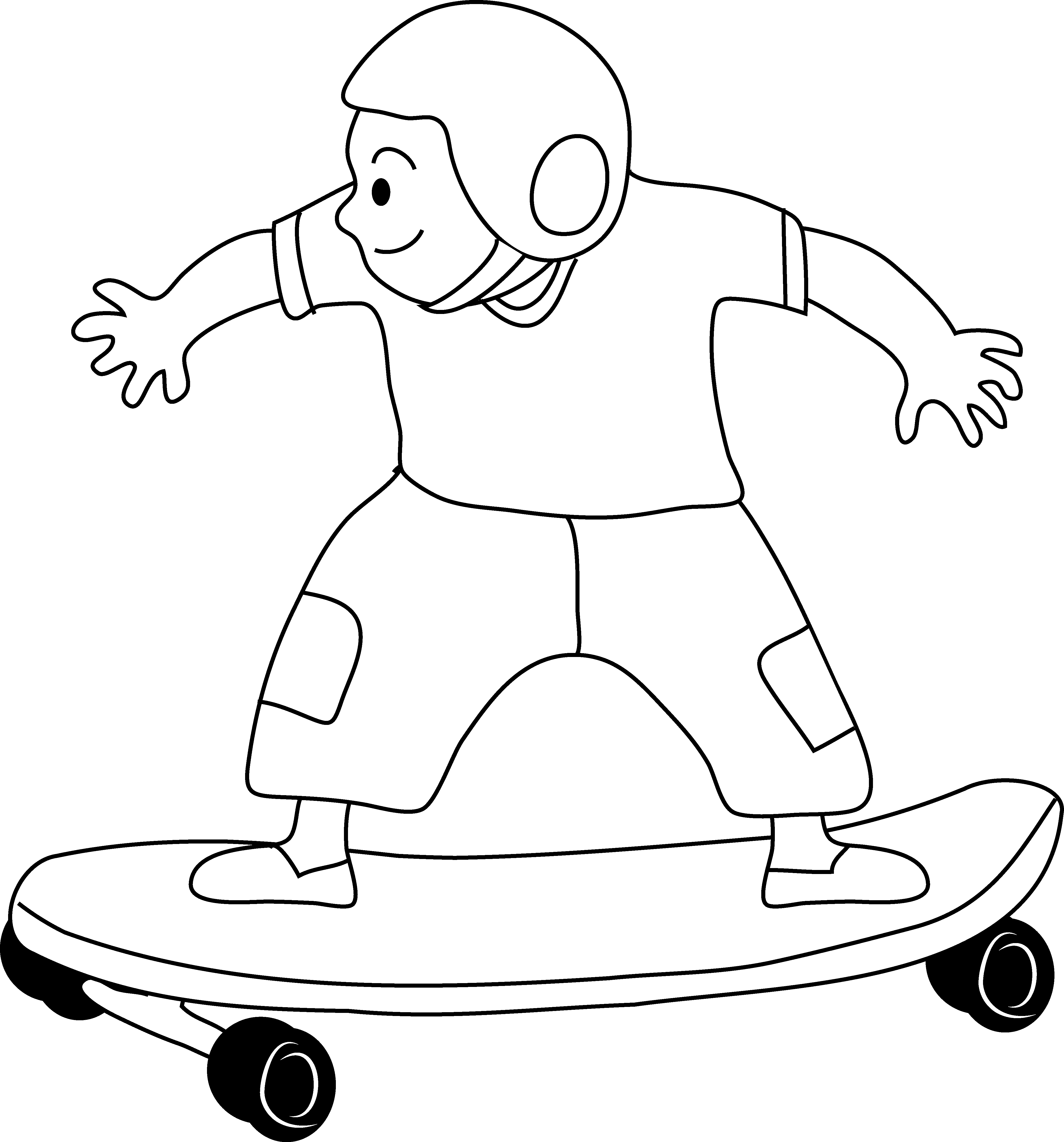 Skateboard Clipart Black And White Kids Skateboarding Art