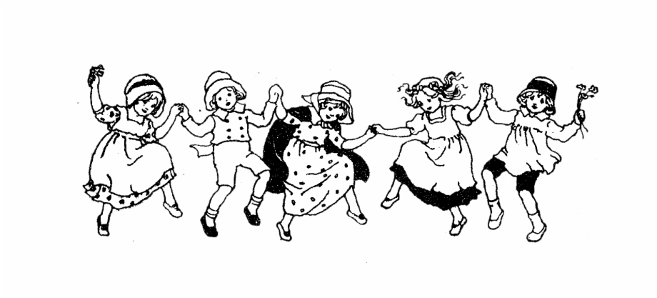 children dancing clipart black and white
