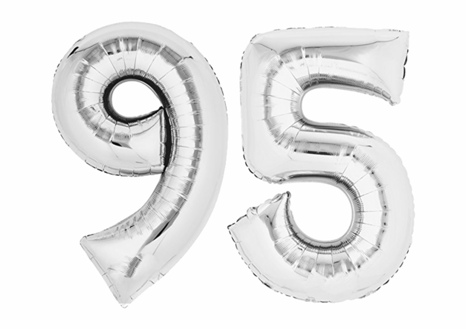 Foil Balloon 80Cm Silver Lettering 95 Birthday Balloon