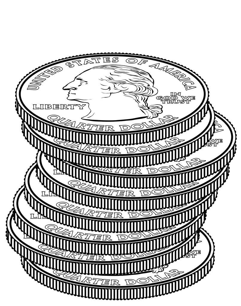 gold coin clipart black and white