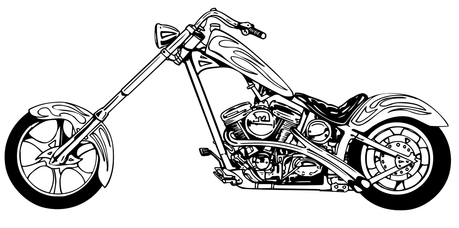 Harley davidson harley motorcycle black and white clipart 2