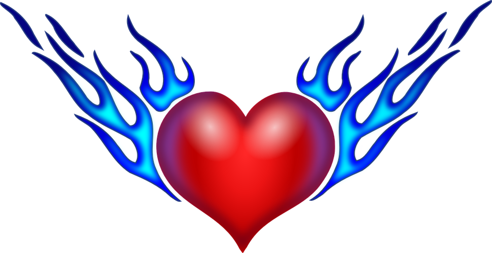 how to draw hearts with flames