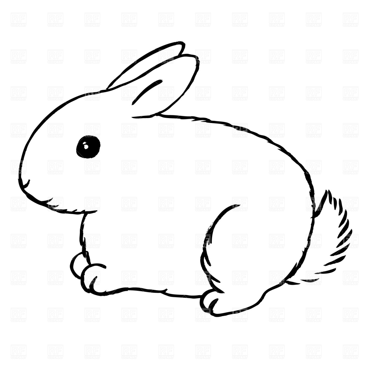 rabbit cartoon black and white