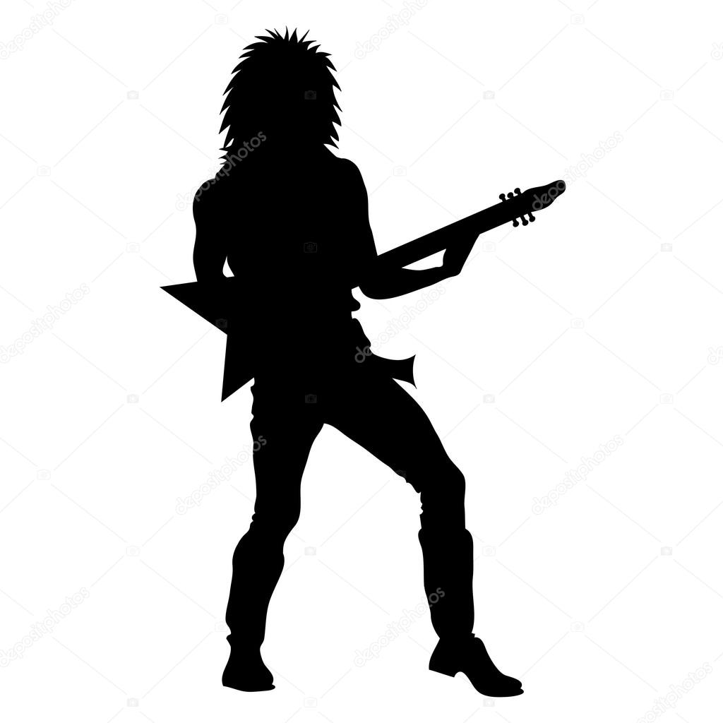 Clip art a rock star playing guitar silhouette