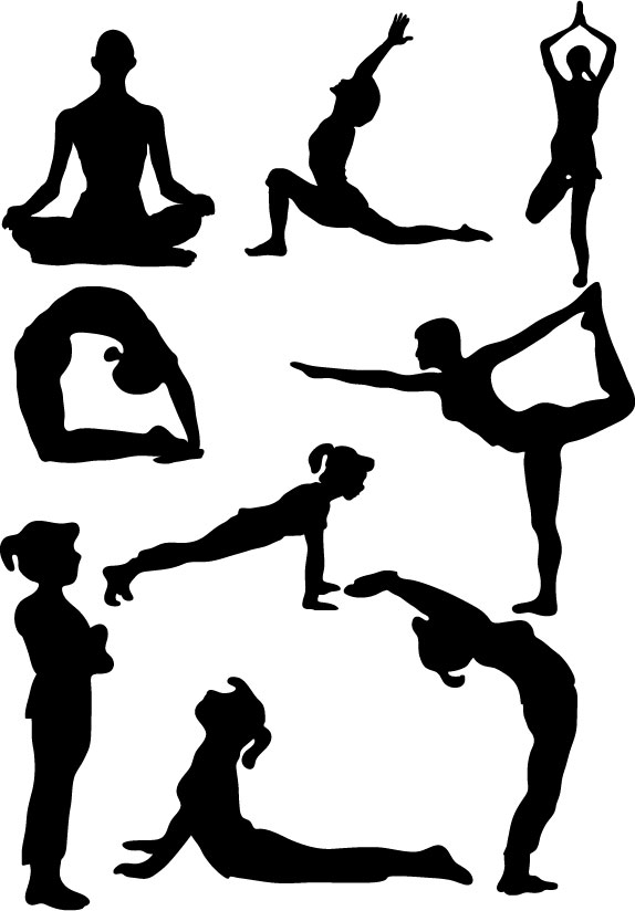 Yoga Activity Silhouettes Women Doing Yoga Different Asanas Black White  Stock Vector by ©vikky_arts 372380172