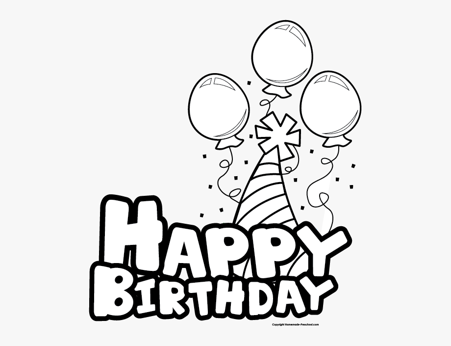 happy birthday black and white - Clip Art Library
