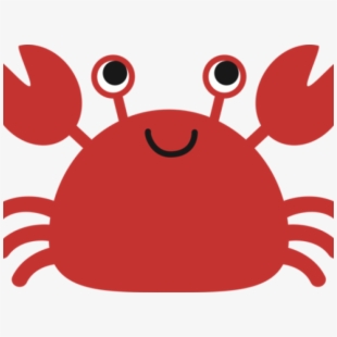 Red cartoon crab with big eyes and a smile