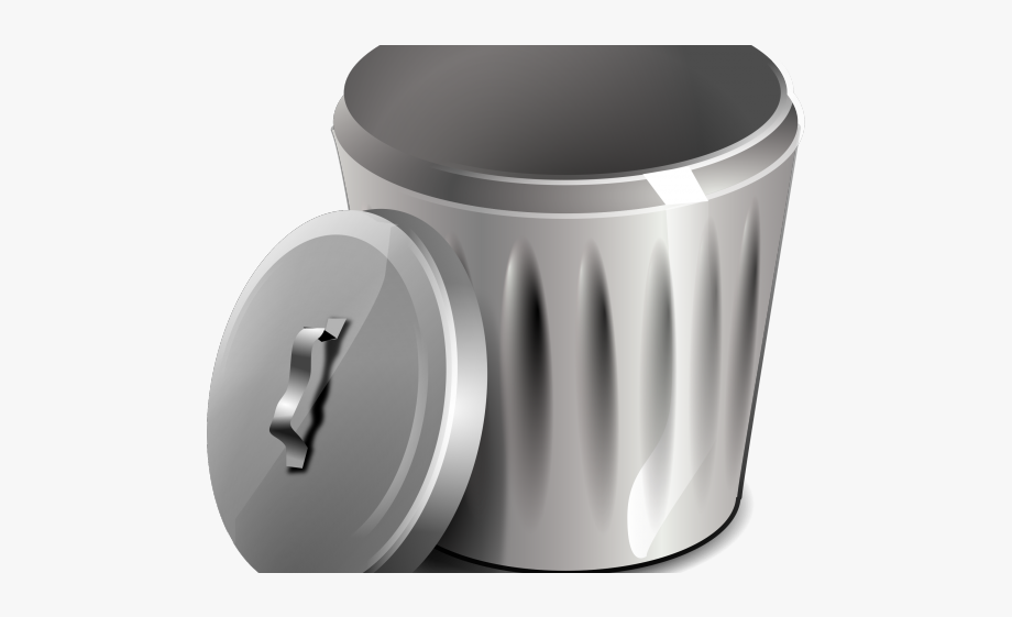 Silver trash can with lid open, commonly used as a delete icon in digital interfaces.