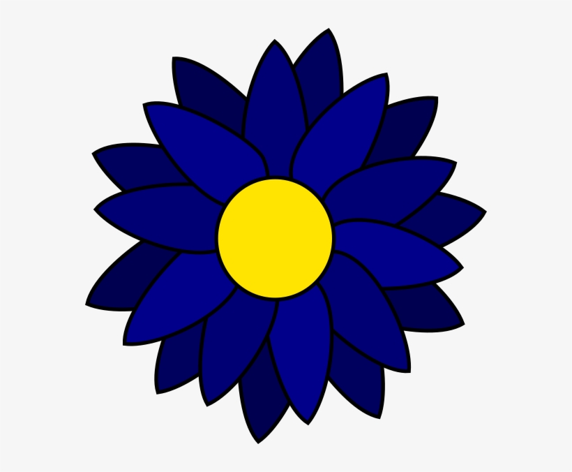 Blue flower with yellow center on transparent background