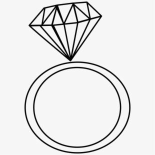 A simple line drawing of a diamond ring with a large gemstone on top of a circular band.