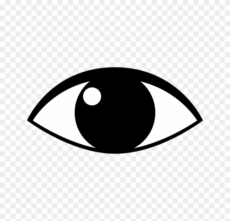Black and white stylized eye icon on transparent background