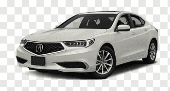 White Acura TLX sedan front view on transparent background