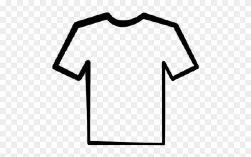 Black outline of a short-sleeve t-shirt on transparent background