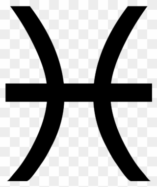 Black Pisces zodiac symbol on a transparent background