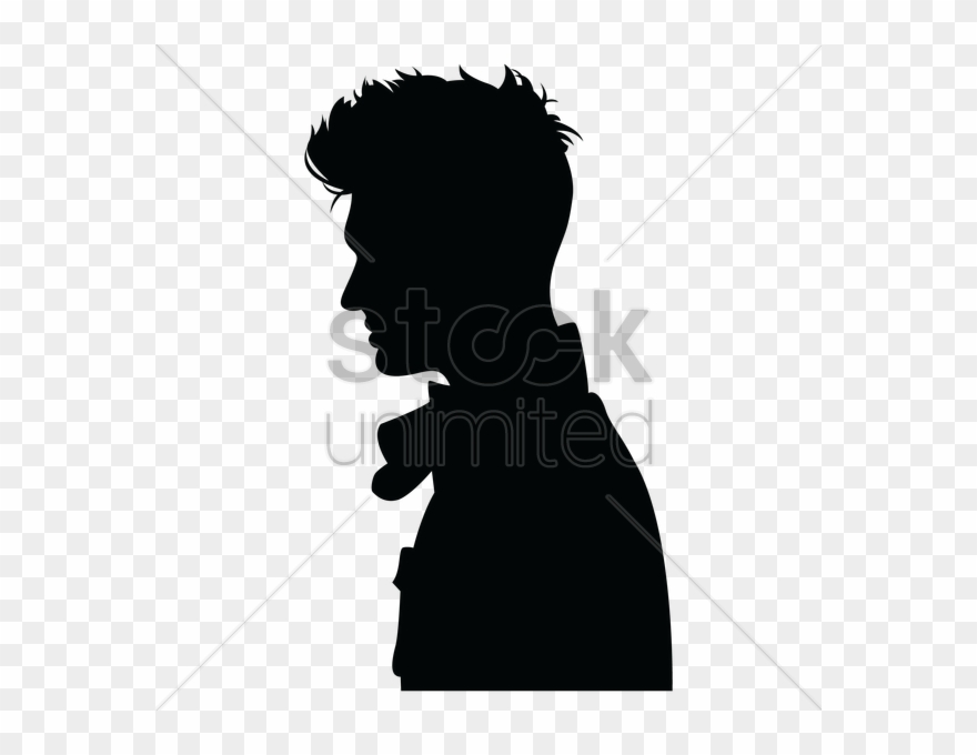 Silhouette of a person in profile view with spiky hair and a jacket.