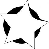 Black and white star shape with a circular background