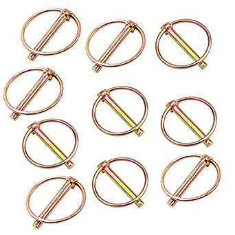 Ten golden-colored metal pin locks arranged in a grid pattern on a white background.