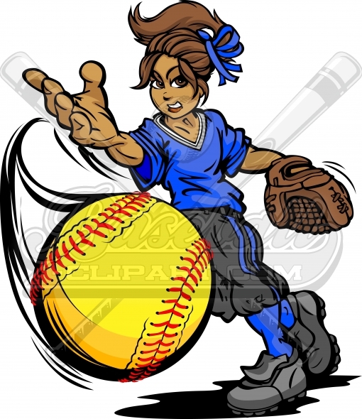 Girls Fastpitch Softball Clipart