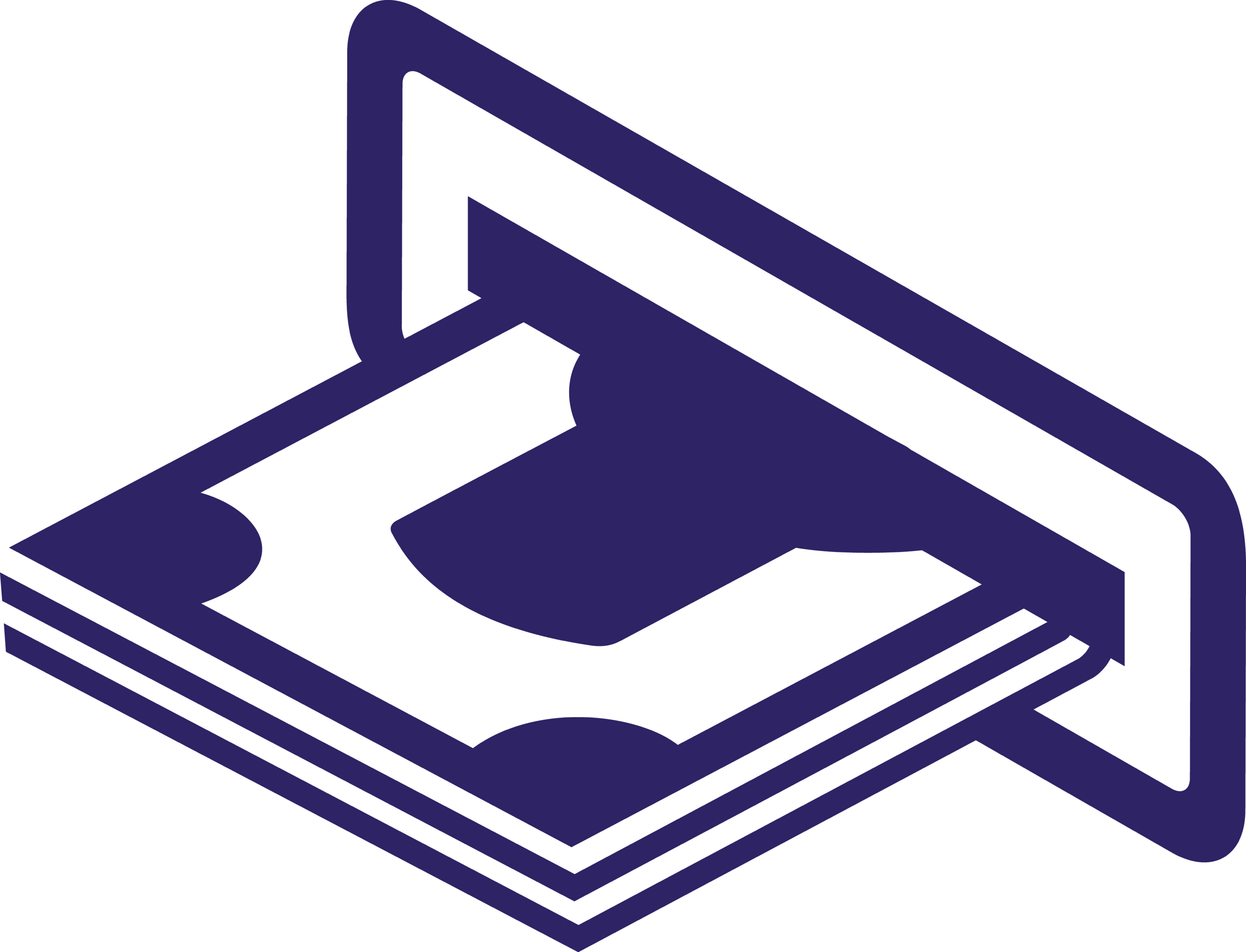 Blue icon of a stack of money with a wallet or folder design