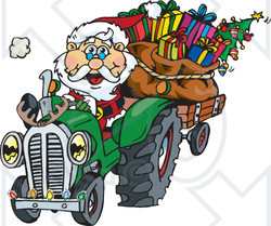 santa tractor cliparts