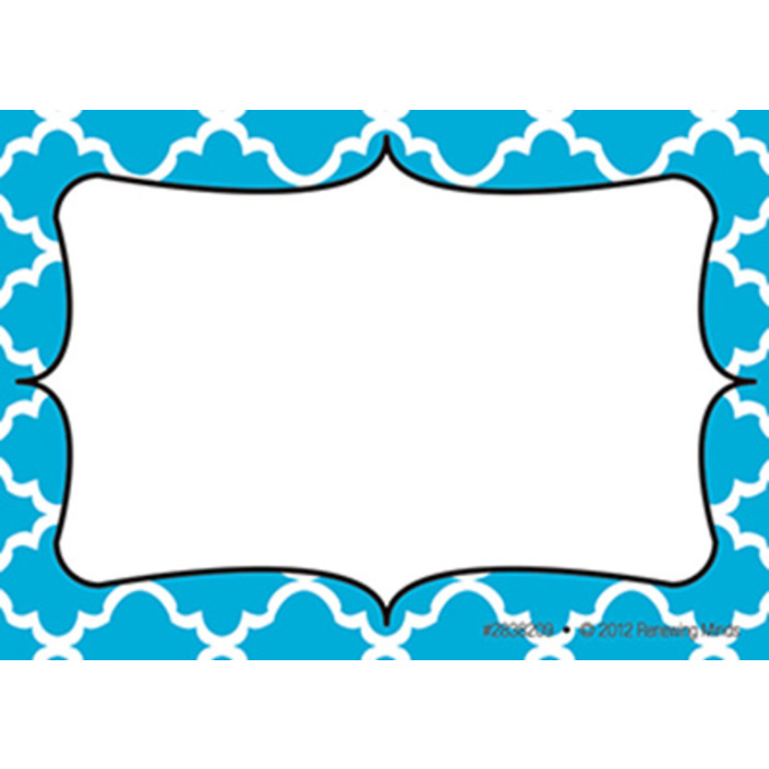 Blue and white patterned border with a central blank white space for text or design.