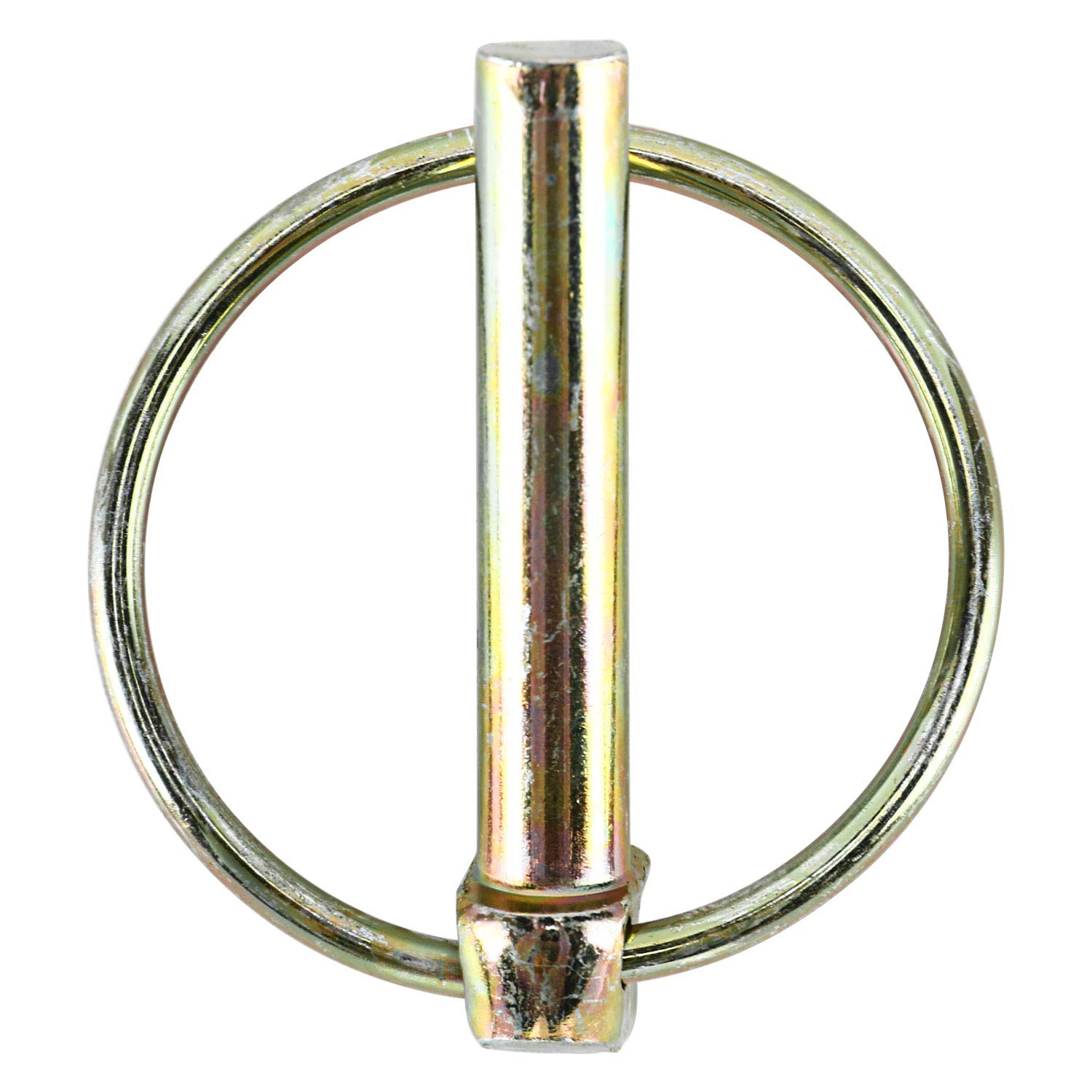 Metal pin with a circular ring, commonly used as a safety pin or fastener.